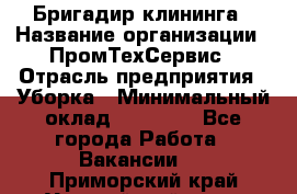 Бригадир клининга › Название организации ­ ПромТехСервис › Отрасль предприятия ­ Уборка › Минимальный оклад ­ 30 000 - Все города Работа » Вакансии   . Приморский край,Уссурийский г. о. 